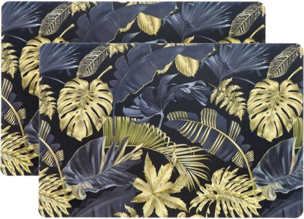 Unique Living Placemat/onderlegger - 4x - blad motief - 44 x 28 cm - tafeldecoratie