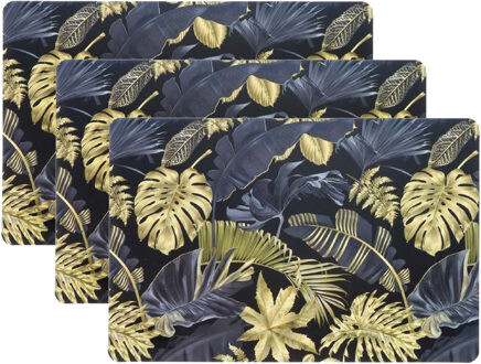 Unique Living Placemat/onderlegger - 6x - blad motief - 44 x 28 cm - tafeldecoratie