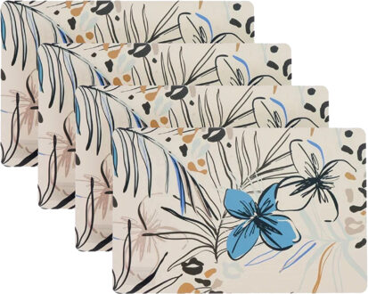Unique Living Placemat/onderlegger - 8x - blad/bloem motief - 44 x 28 cm - tafeldecoratie