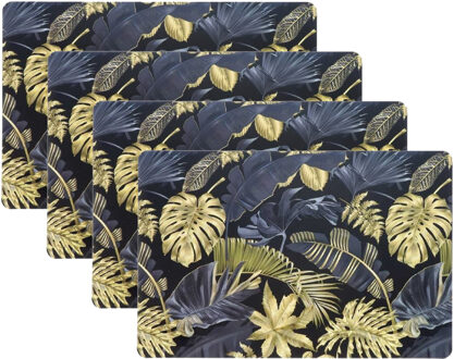 Unique Living Placemat/onderlegger - 8x - blad motief - 44 x 28 cm - tafeldecoratie