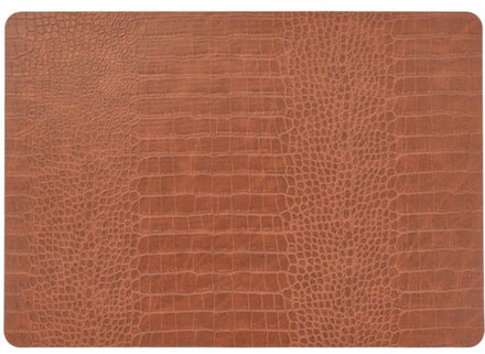 Unique Living placemats Croco lederlook - 1x - 43 x 30 cm - bruin - pvc - tafel onderleggers
