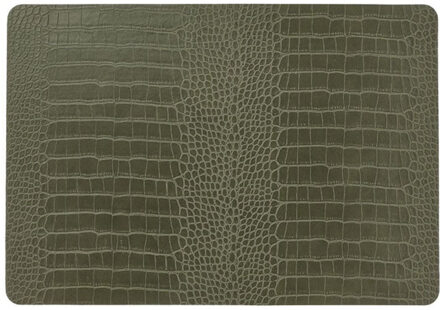 Unique Living placemats Croco lederlook - 1x - 43 x 30 cm - donkergroen - pvc - tafel onderleggers