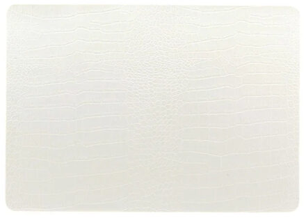 Unique Living placemats Croco lederlook - 1x - 43 x 30 cm - ivoor wit - pvc - tafel onderleggers
