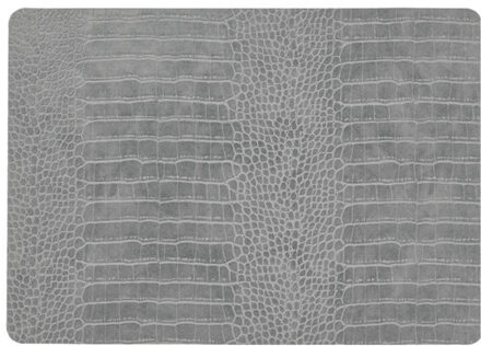 Unique Living placemats Croco lederlook - 1x - 43 x 30 cm - zilvergrijs - pvc - tafel onderleggers