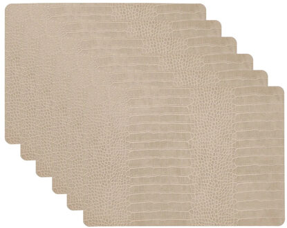 Unique Living placemats Croco lederlook - 6x - 43 x 30 cm - beige - pvc - tafel onderleggers