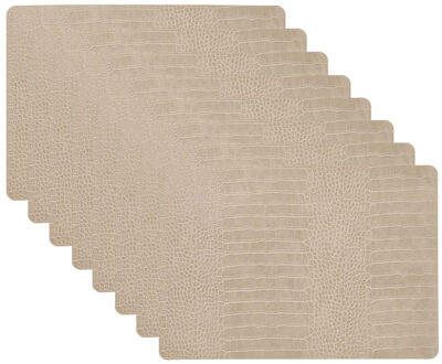 Unique Living placemats Croco lederlook - 8x - 43 x 30 cm - beige - pvc - tafel onderleggers
