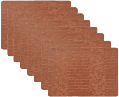 Unique Living placemats Croco lederlook - 8x - 43 x 30 cm - bruin - pvc - tafel onderleggers
