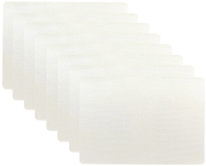 Unique Living placemats Croco lederlook - 8x - 43 x 30 cm - ivoor wit - pvc - tafel onderleggers