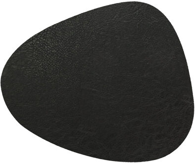 Unique Living placemats Floris lederlook - 1x - 39 x 30 cm - zwart - PU leather - tafel onderleggers