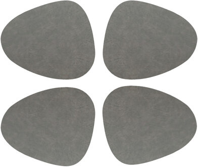 Unique Living placemats Floris lederlook - 4x - 39 x 30 cm - donkergrijs - PU leather - tafel onderl