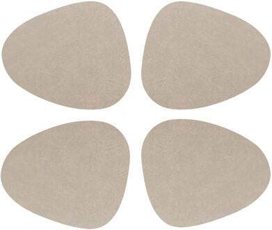 Unique Living placemats Floris lederlook - 6x - 39 x 30 cm - beige - PU leather - tafel