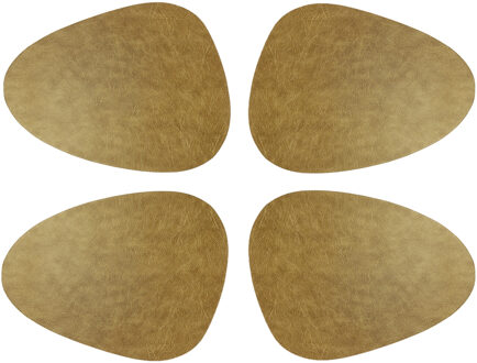 Unique Living placemats Floris lederlook - 6x - 39 x 30 cm - goud - PU leather - tafel