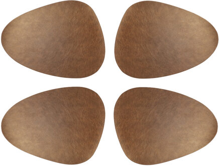 Unique Living placemats Floris lederlook - 6x - 39 x 30 cm - koper - PU leather - tafel