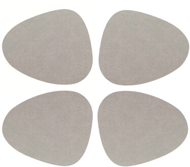 Unique Living placemats Floris lederlook - 8x - 39 x 30 cm - lichtgrijs - PU leather - tafel