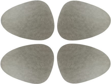 Unique Living placemats Floris lederlook - 8x - 39 x 30 cm - zilver - PU leather - tafel