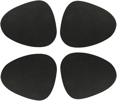 Unique Living placemats Floris lederlook - 8x - 39 x 30 cm - zwart - PU leather - tafel onderleggers