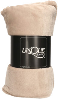 Unique Living Plaid - fleece deken - beige - polyester - 130 x 180 cm