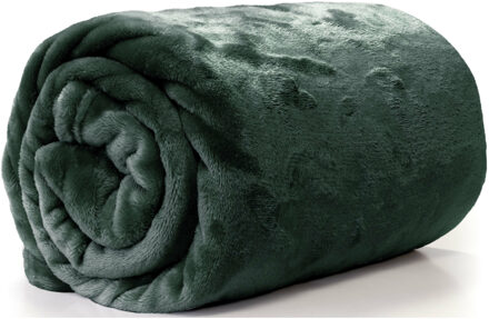 Unique Living Plaid - fleece deken - dennengroen - polyester - 130 x 180 cm
