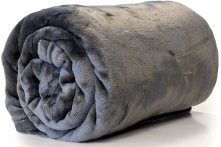 Unique Living Plaid - fleece deken - donkergrijs - polyester - 130 x 180 cm