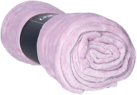 Unique Living Plaid - fleece deken - lila paars - polyester - 130 x 180 cm