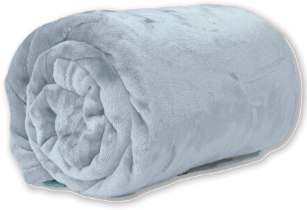 Unique Living Plaid - fleece deken - vintage blauw - polyester - 130 x 180 cm