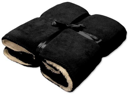 Unique Living Pluche plaid/deken zwart 130 x 160 cm
