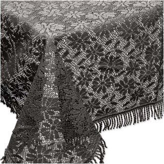 Unique Living tafelkleed/tafellaken - buiten/binnen - antraciet - 140 x 180 cm - Kant patroon