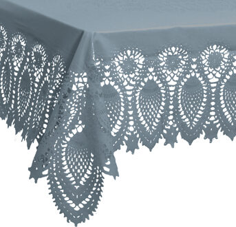 Unique Living tafelkleed/tafellaken - buiten/binnen - blauw - 137 x 180 cm - Kant patroon