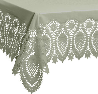 Unique Living tafelkleed/tafellaken - buiten/binnen - groen - 137 x 180 cm - Kant patroon