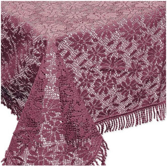 Unique Living tafelkleed/tafellaken - buiten/binnen - paars - 150 x 220 cm - Kant patroon