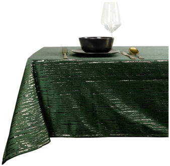 Unique Living Tafelkleed/tafellaken kerst - donkergroen/goud - 150 x 200 cm - rechthoekig - polyester