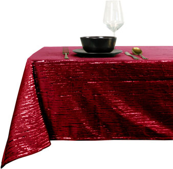 Unique Living Tafelkleed/tafellaken kerst - rood - 145 x 200 cm - rechthoekig - polyester