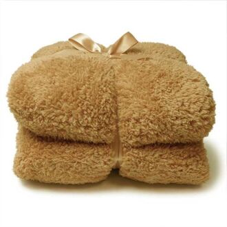 Unique Living Teddy fleece plaid Goudkleurig