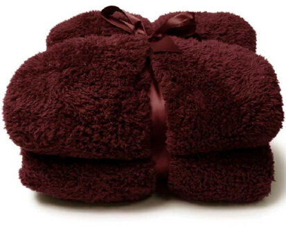 Unique Living Teddy plaid/deken - bordeaux rood - polyester - 150 x 200 cm