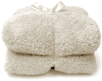 Unique Living Teddy plaid/deken - creme wit - polyester - 150 x 200 cm