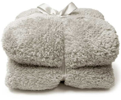 Unique Living Teddy plaid/deken - lichtgrijs - polyester - 150 x 200 cm