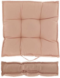 Unique Living Vloerkussen - 2x - oud roze - katoen - 43 x 43 x 7 cm - vierkant - Matras/zitkussen - Vloerkussens