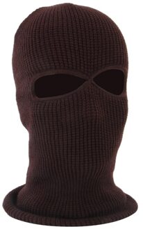 Unisex 2-Gat Gebreide Ski Masker Balaclava Hoed Winter Effen Kleur Full Face Cover Halsbeenkap Outdoor Winddicht Beanie cap koffie