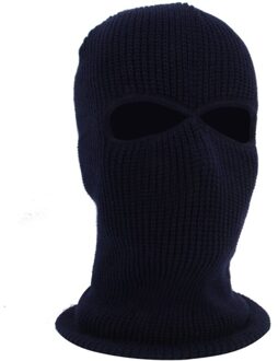 Unisex 2-Gat Gebreide Ski Masker Balaclava Hoed Winter Effen Kleur Full Face Cover Halsbeenkap Outdoor Winddicht Beanie cap marine