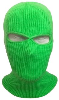 Unisex 2-Gat Gebreide Ski Masker Balaclava Hoed Winter Effen Kleur Full Face Cover Halsbeenkap Outdoor Winddicht Beanie cap Neon groen