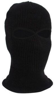 Unisex 2-Gat Gebreide Ski Masker Balaclava Hoed Winter Effen Kleur Full Face Cover Halsbeenkap Outdoor Winddicht Beanie cap zwart