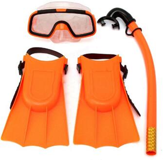 Unisex 3-7 Jaar Kinderen Kids 3Pcs Zwemmen Duikbril Snorkel Maskers Snorkelen Flippers Set Anti-Fog wide-View Super Clear Oranje