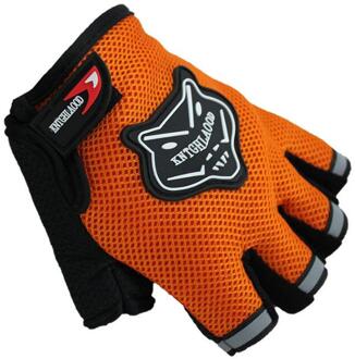 Unisex Adult Fietsen Handschoenen Non-Slipmountain Fiets Ademende Half Vinger Handschoenen Fietsen Apparatuur Outdoor Sport Oranje
