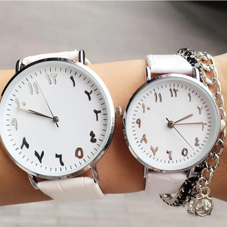 Unisex Arabic Numbers Faux Leather Analog Quartz Wrist Watch Lover Couple Gift women men watch