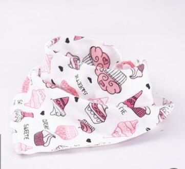 Unisex Baby Producten Katoenen Slabbers Speeksel Handdoek Zes Lagen Geplooide Gewassen Effen Kleur Bib Driehoek Zuigeling Burp Doeken roze ijs- room bib