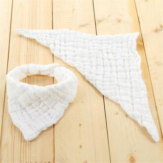 Unisex Baby Producten Katoenen Slabbers Speeksel Handdoek Zes Lagen Geplooide Gewassen Effen Kleur Bib Driehoek Zuigeling Burp Doeken wit bib
