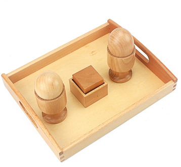 Unisex Baby Toy Montessori 3D Object Fitting Exercise Egg Ball with Cup Cube with Wooden Box Early Education Preschool Toys 2-4