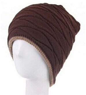 Unisex Beanie Winter Outdooor Running Cap Mannen Vrouwen Stocking Hoed Streep Gebreide Hiphop Hoed Mannelijke Vrouwelijke Warme Wol Cap Winter koffie