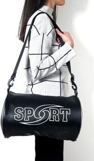 Unisex Black Sportsman Cylinder Shoulder Strap Sports Bag