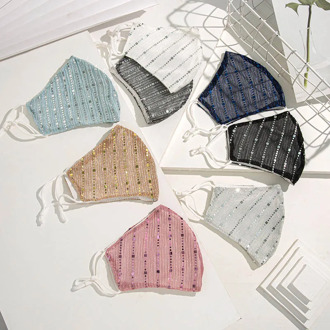 Unisex Bling Rhinestone Decor Elastic Sequin Mask for Women Fashion Jewellery Cosplay Party Glitter Crystal Masks Face Jewelry